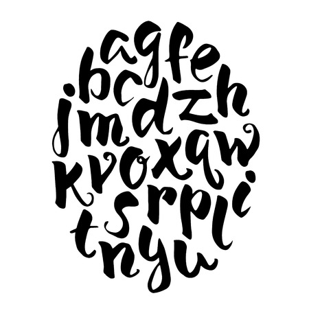 Hand drawn alphabet.Black vector letters isolated on white backgroung.のイラスト素材