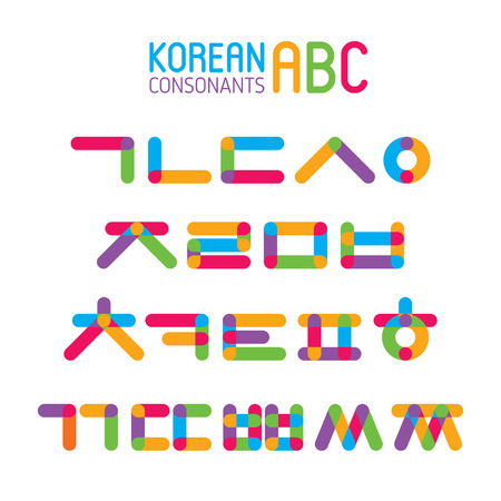 Korean vector alphabet set.Hangul consonants in flat styleのイラスト素材