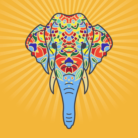 Elephant head with a floral ornamentのイラスト素材