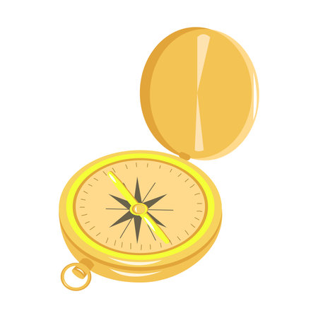 Vintage or retro style compass in shiny metal case. Set of different colored compasses. vector illustration. isolated on white background.のイラスト素材