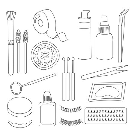 Set of eyelash extension tools isolated on background.のイラスト素材