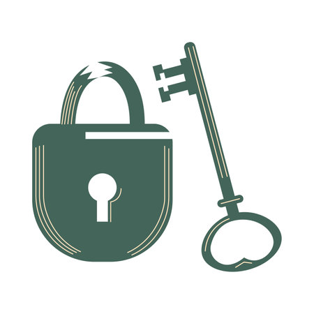 flat illustration of padlock and key vector icon, security sign symbol. vector illustrationのイラスト素材