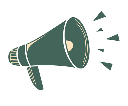 speaker icon. Megaphone loudspeaker with voice recording or siren. Attribute for organizers and leading mass events.のイラスト素材