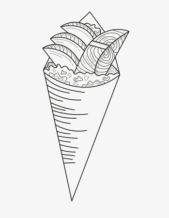 temaki roll japanese food with salmon and avocado on an isolated backgroundのイラスト素材