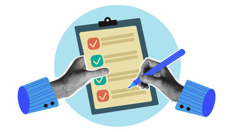 Halftone hand holds pen and writeのイラスト素材