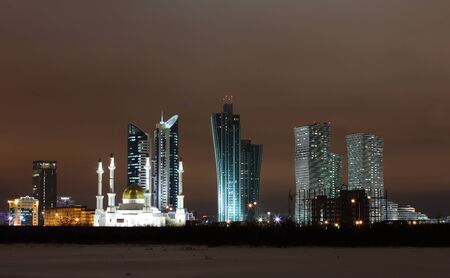 Astana City in night lightのeditorial素材