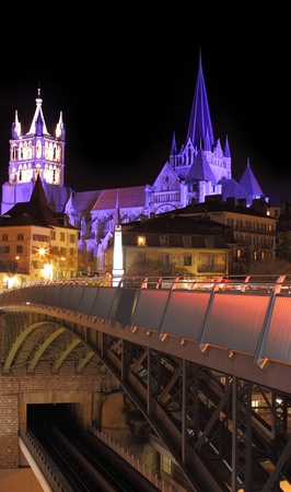 picture part of old city quarter in Europe. Lausanne, Switzerland.の写真素材