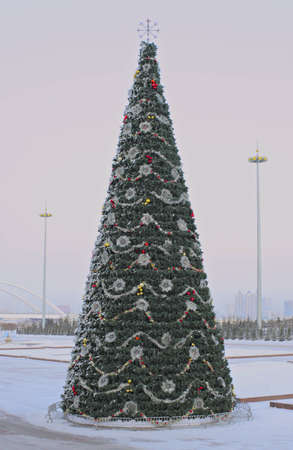 Christmas tree on one of the squares of Astanaの写真素材