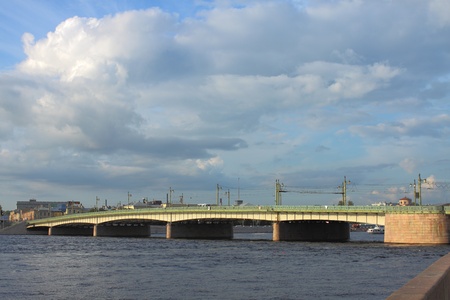 Bridge across the Neva River on a summer day, St  Petersburg, Russia  Photo の写真素材