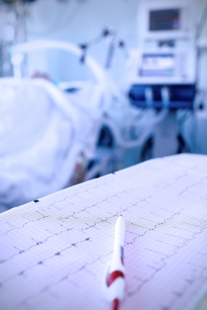 cardiogram, pen against the seriously ill in hospitalの写真素材