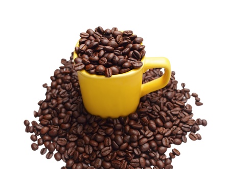 mug full of coffee beansの写真素材