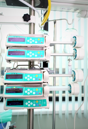 Electronic pumps at the bed in the hospitalの写真素材