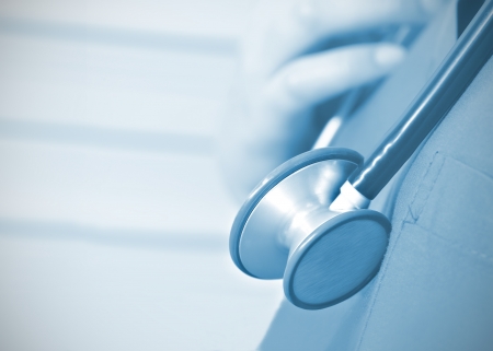 macro photo of a stethoscope placed on the doctorの写真素材
