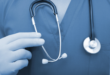stethoscope on a doctor. concept photoの写真素材