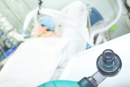 Detail of respiratory equipment in the ICU 