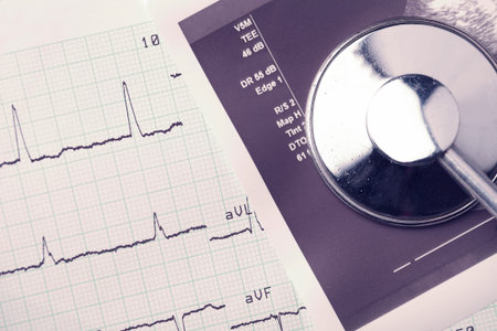 Stethoscope, ECG, echocardiography blank 