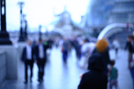 Movement of people in the big city. Abstract photo for backgroundの写真素材