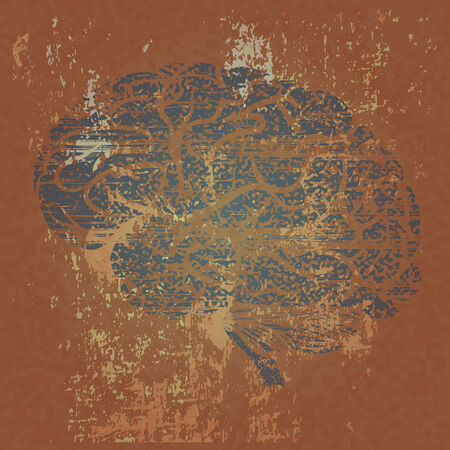 Grunge background with human brainのイラスト素材