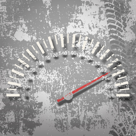 Grunge background with old car speedometer on the dirty surfaceのイラスト素材