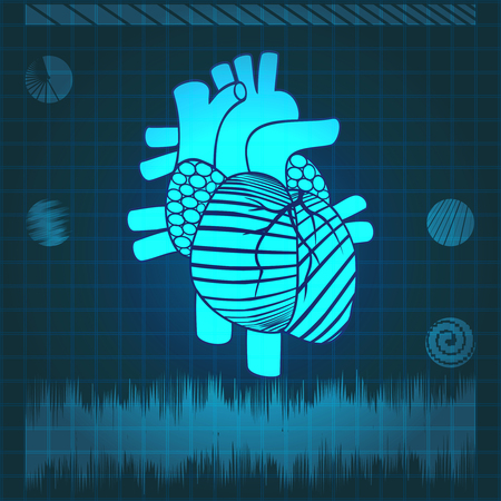 Human heart on the monitor screenのイラスト素材