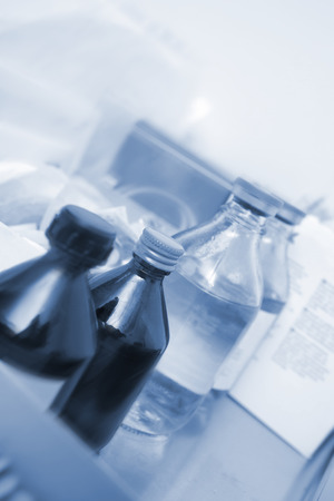 Medical vials in the lab hospitals monochromeの写真素材