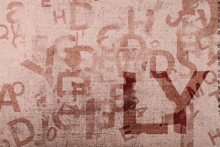 Old canvas background with random letters and numbersの写真素材