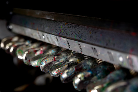 Typographic machine soiled with inkの写真素材