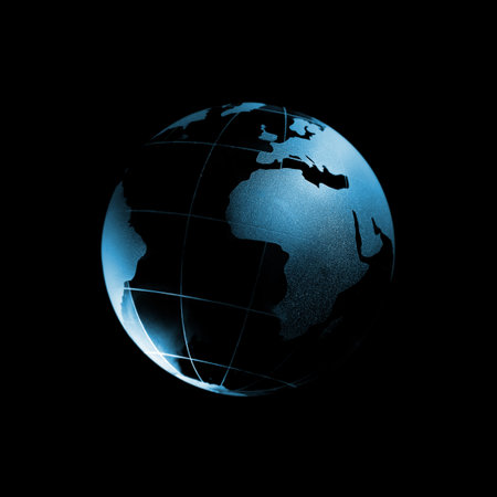 Glass globe isolated on black background