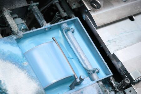 Container with the paint in the industryの写真素材