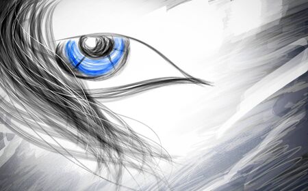 Expression of the blue-eyed ladies emotional abstract illustrationの写真素材