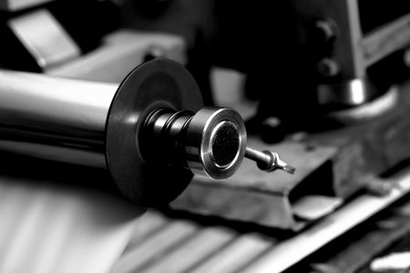 Metal bearing in industrial machine macro