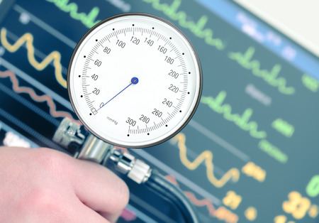 Measurement of blood pressure and cardiac monitoring.の写真素材