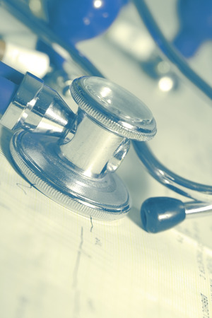 Stethoscope and ECG concept of emergency medical services.の写真素材
