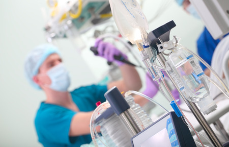 Doctor-endoscopist at the operation in hospital.の写真素材