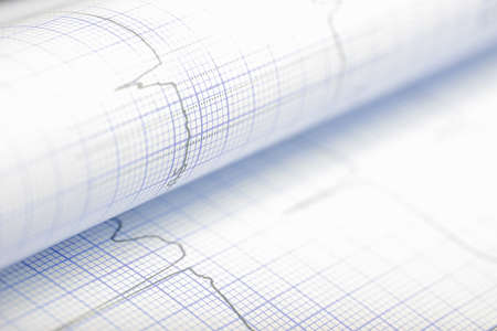 Research tracing graphic on bent paper.の写真素材