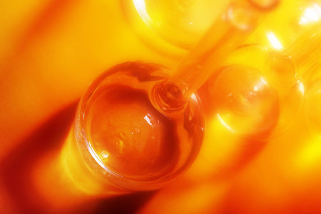 Glass flasks in a laboratory.の写真素材