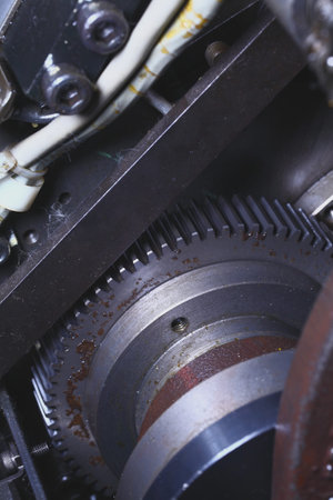 Rusty gearwheel in industrial technology.
