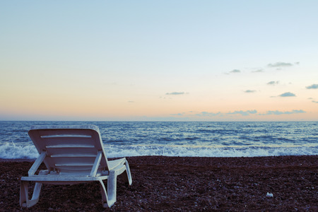 Chilly evening on the seashore.の写真素材