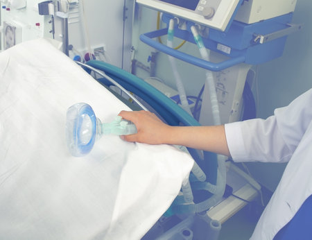 Preparing a patient for anesthesia in the hospital.