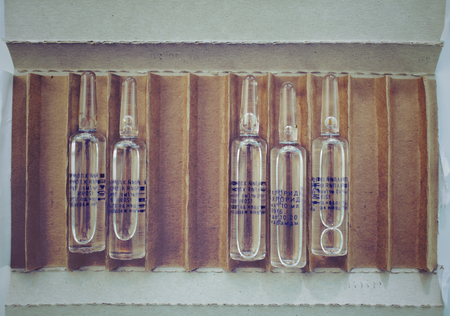 Ampules in cardboard box (chloride, best before).の写真素材