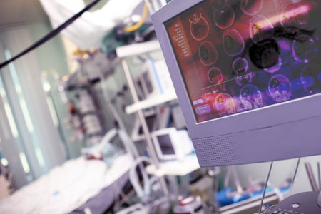 Concept of modern technical equipment to scanning damaged brain.