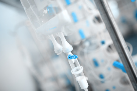Drip bag in the hospital ward on the background of equipment.の写真素材