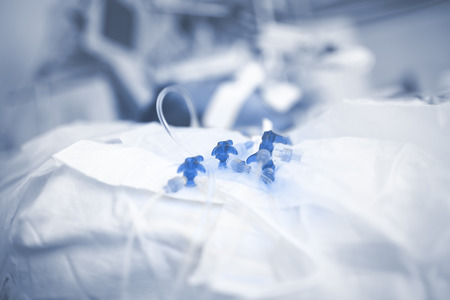 Medical drip system with small faucets.の写真素材