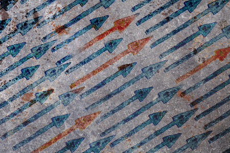 Business background with arrows pointing to success and going uphill.の写真素材