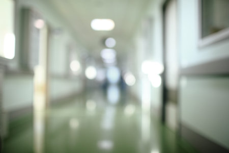 Long blurred hallway in the day light, unfocused background.の写真素材