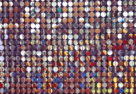 Wall decorated with paillettes on pins.の写真素材