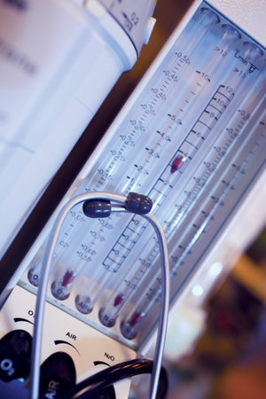 Part of the equipment for mechanical ventilation in the intensive care unit.