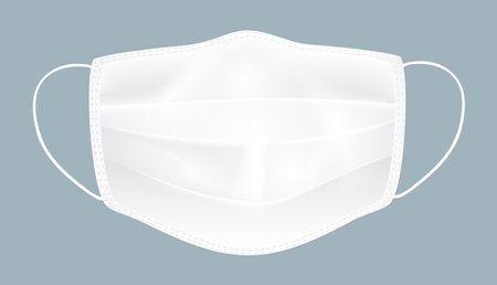 White medical mask on gray background, vector.のイラスト素材