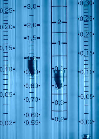 Gas rotameter measuring scale as a medical technical background.の写真素材