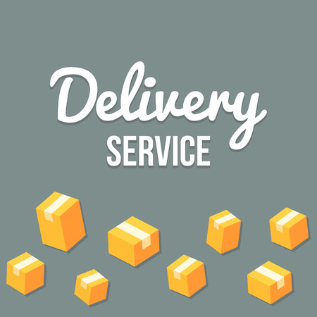 Delivery service design template with pattern of isometric parcels that can be tiled seamlessly to left and right to create optimal width.のイラスト素材
